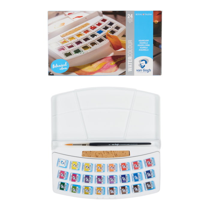 Van Gogh Estuche de acuarelas de tonos botánicos con 24 colores en medias pastillas Van Gogh Estuche de acuarelas de tonos botánicos con 24 colores en medias pastillas